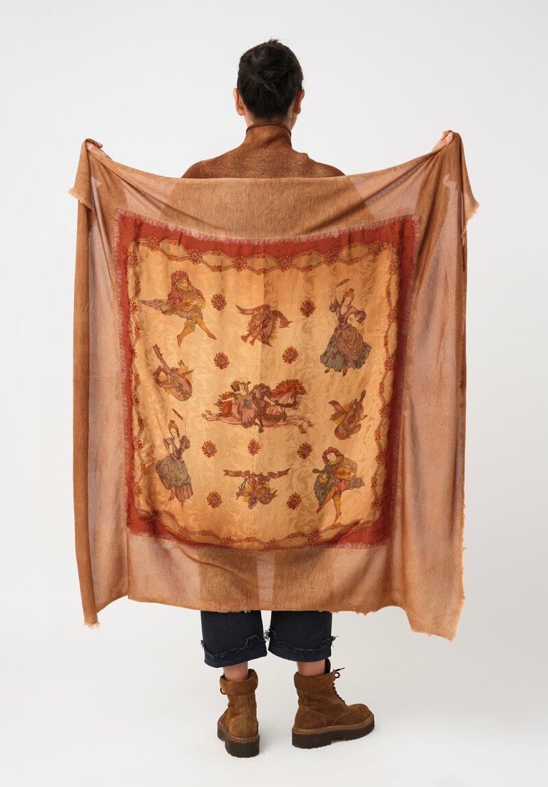 Avant Toi Cashmere & Silk One-of-a-Kind Quadrello Prestazione Scarf in Nero & Antilope Brown