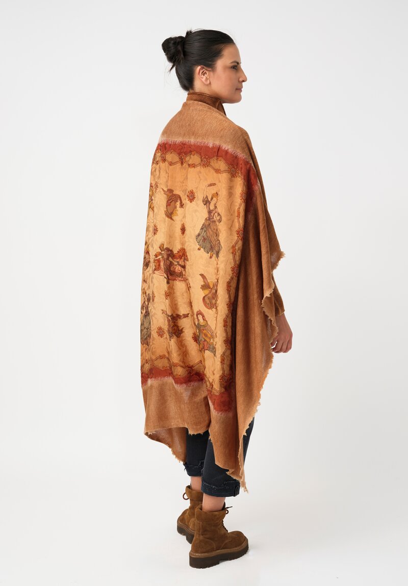Avant Toi Cashmere & Silk One-of-a-Kind Quadrello Prestazione Scarf in Nero & Antilope Brown