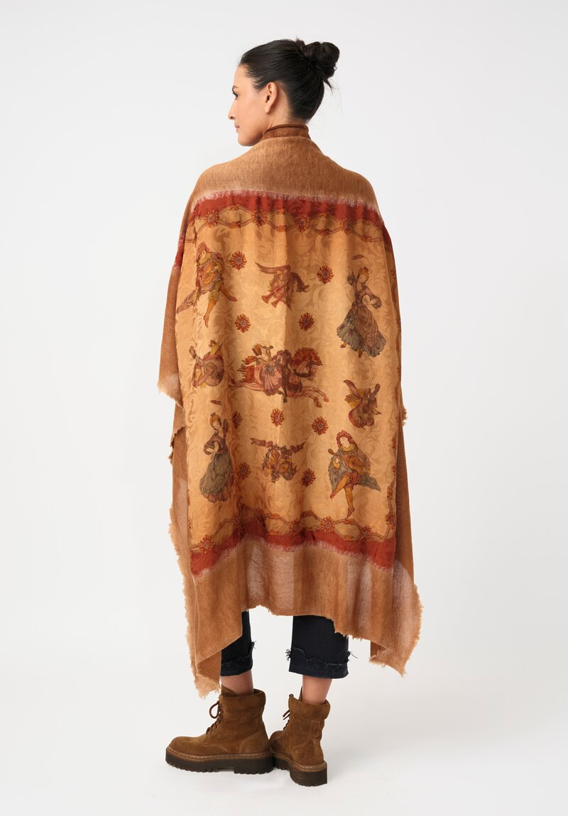 Avant Toi Cashmere & Silk One-of-a-Kind Quadrello Prestazione Scarf in Nero & Antilope Brown