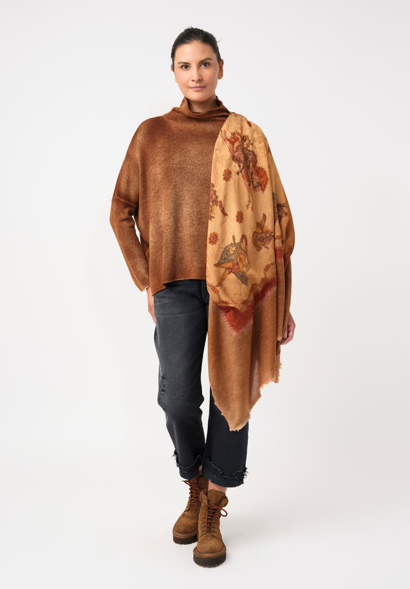 Avant Toi Cashmere & Silk One-of-a-Kind Quadrello Prestazione Scarf in Nero & Antilope Brown