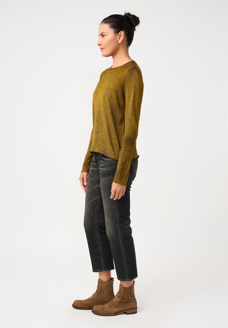 Avant Toi Cashmere & Silk Hand-Painted Sweater in Nero & Pepita Green