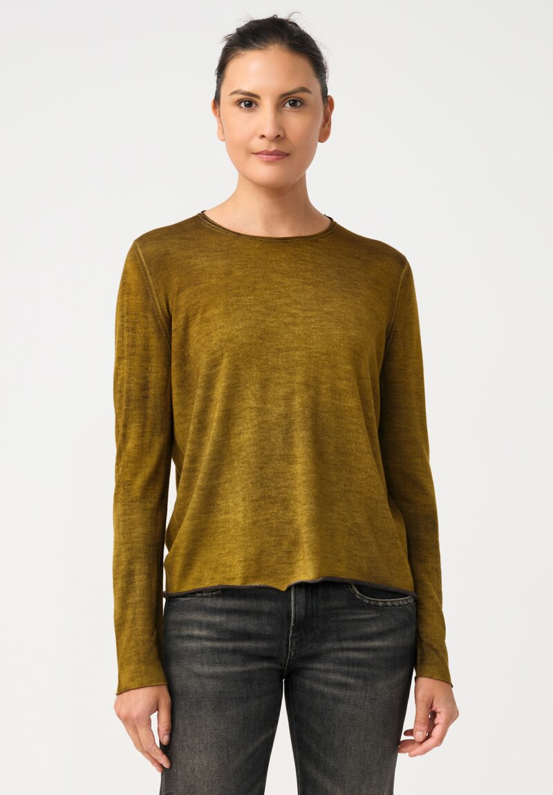 Avant Toi Cashmere & Silk Hand-Painted Sweater in Nero & Pepita Green