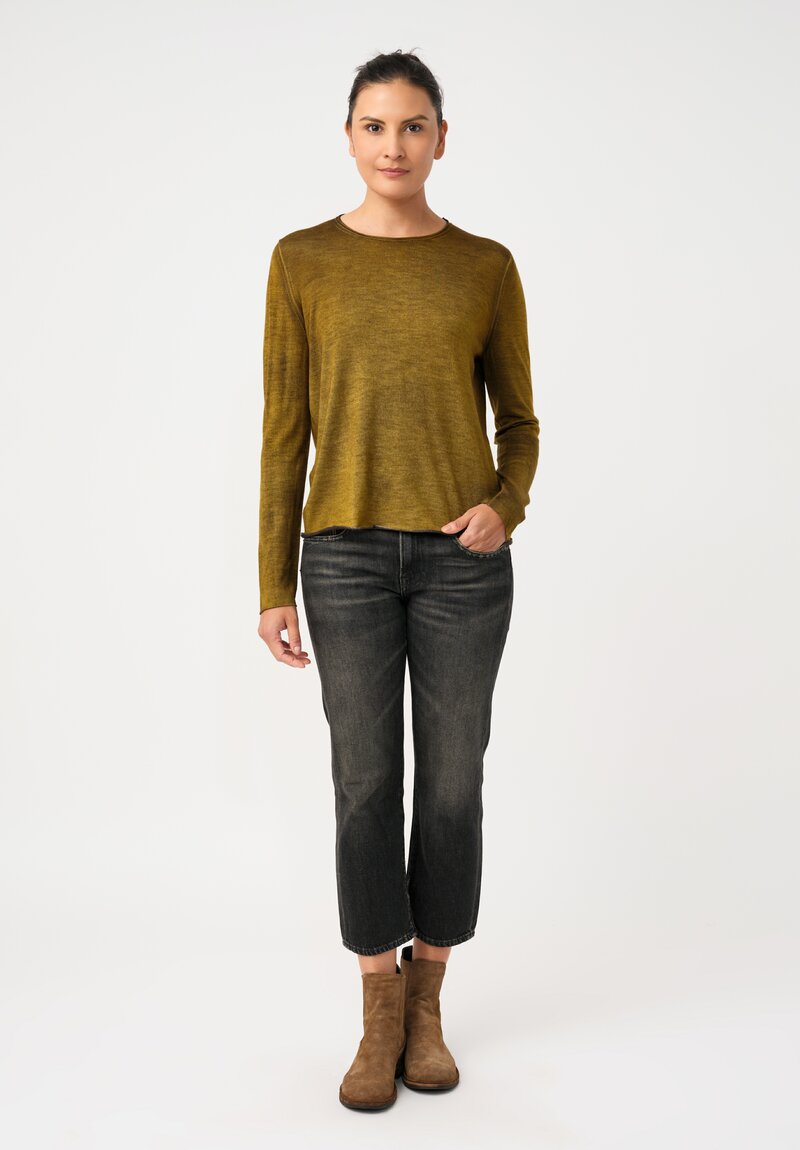 Avant Toi Cashmere & Silk Hand-Painted Sweater in Nero & Pepita Green