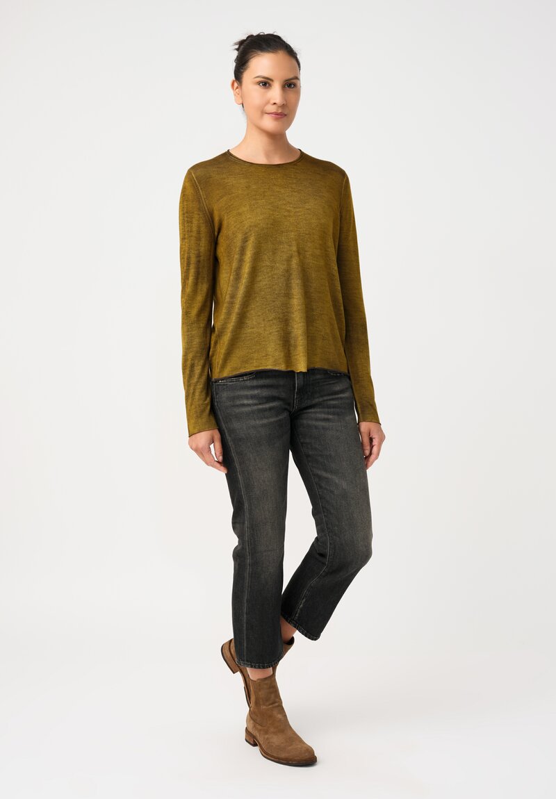 Avant Toi Cashmere & Silk Hand-Painted Sweater in Nero & Pepita Green