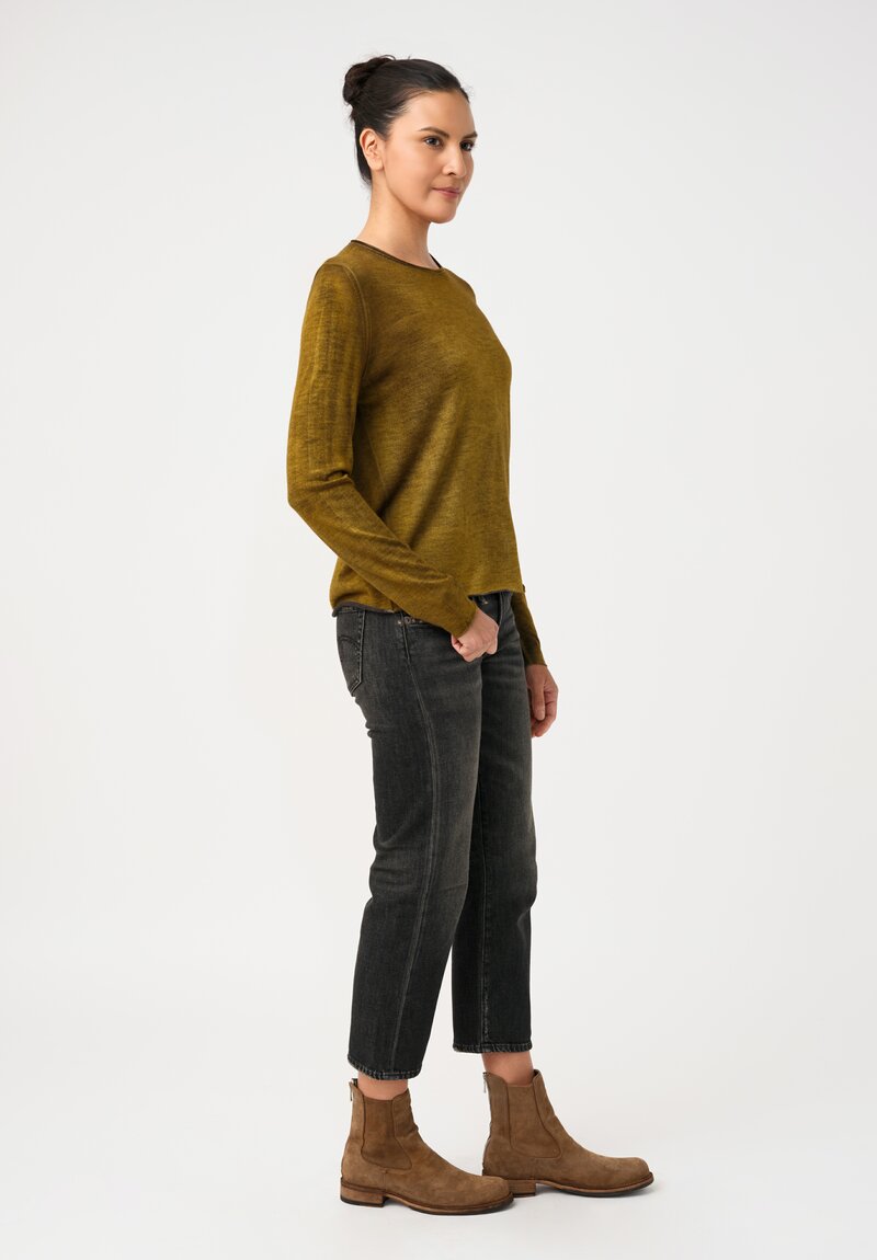Avant Toi Cashmere & Silk Hand-Painted Sweater in Nero & Pepita Green