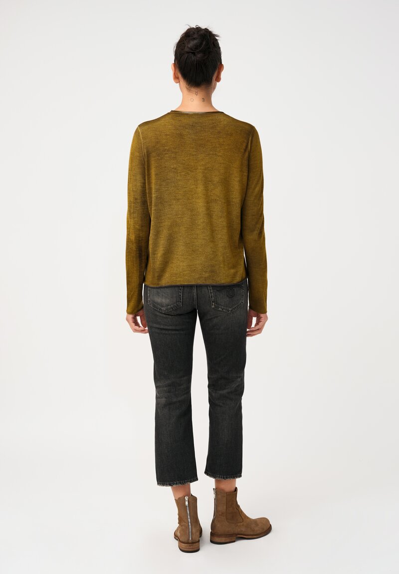 Avant Toi Cashmere & Silk Hand-Painted Sweater in Nero & Pepita Green