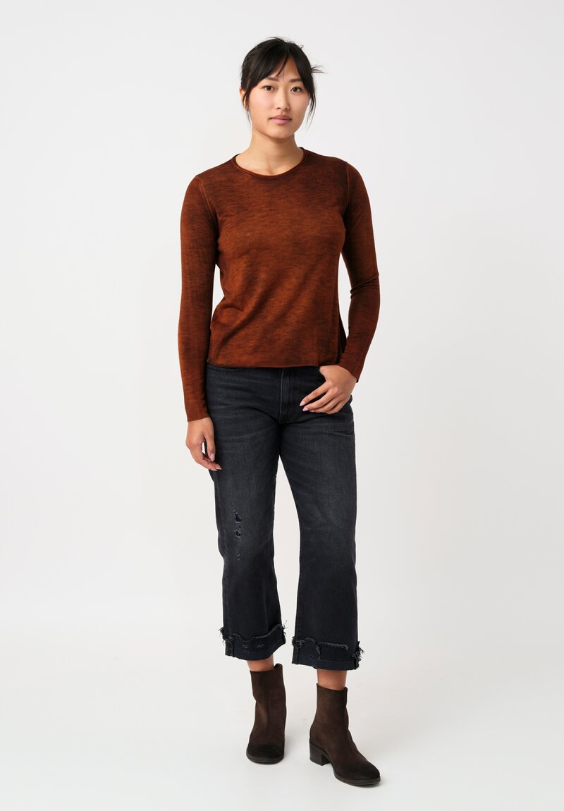 Avant Toi Cashmere & Silk Hand-Painted Off-Gauge Knit in Nero & Mango Orange