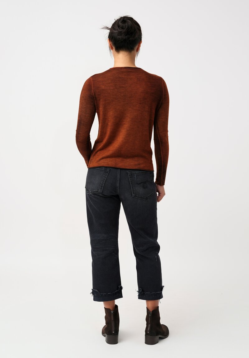 Avant Toi Cashmere & Silk Hand-Painted Off-Gauge Knit in Nero & Mango Orange