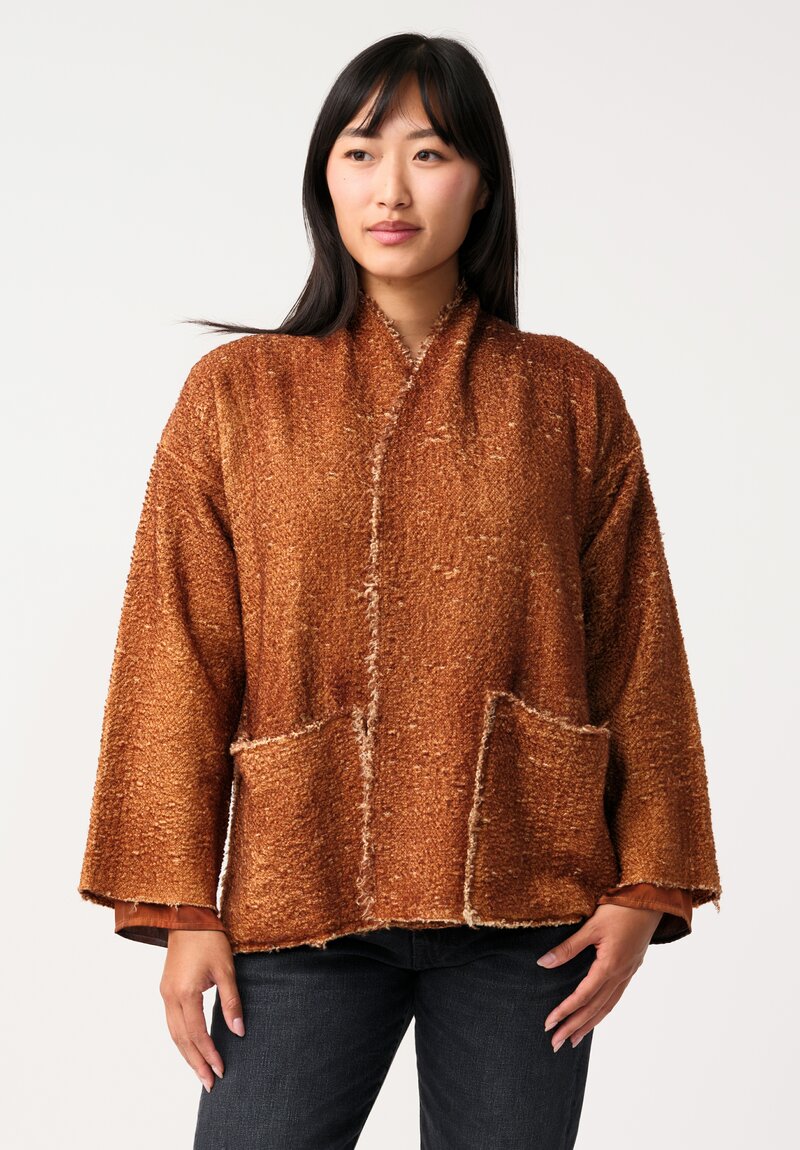 Avant Toi Hand-Painted Vimini Malfilé Open Jacket in Antilope Brown