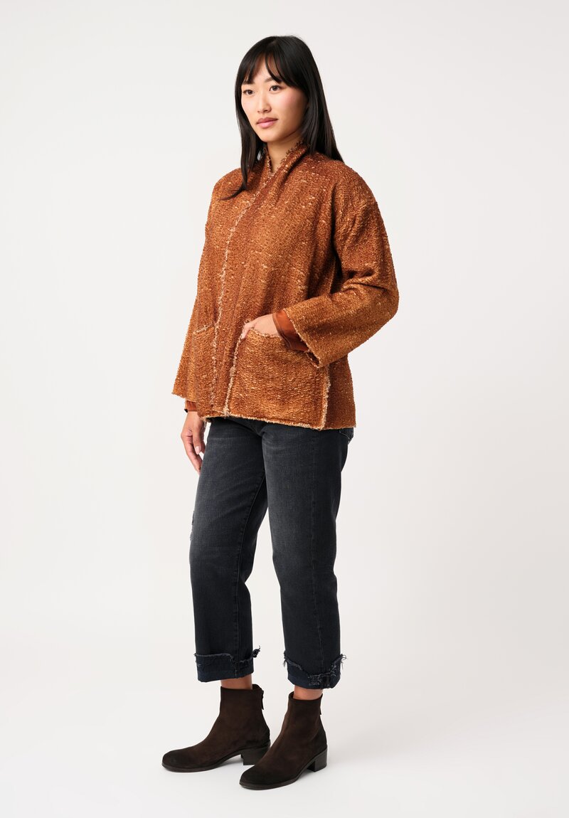 Avant Toi Hand-Painted Vimini Malfilé Open Jacket in Antilope Brown