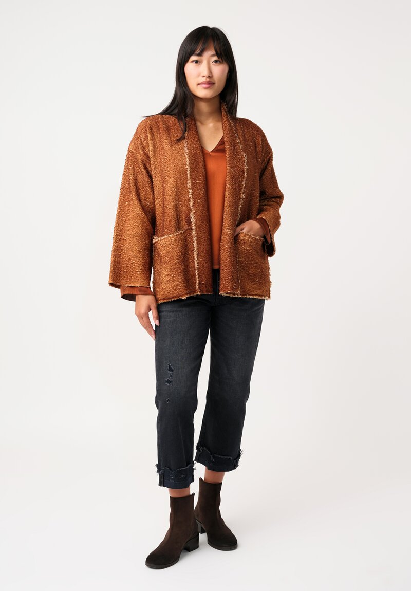 Avant Toi Hand-Painted Vimini Malfilé Open Jacket in Antilope Brown