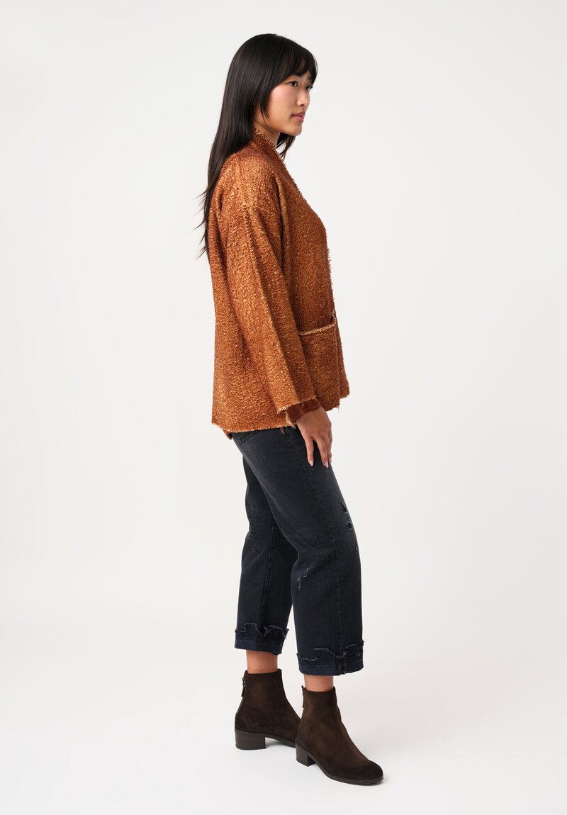 Avant Toi Hand-Painted Vimini Malfilé Open Jacket in Antilope Brown