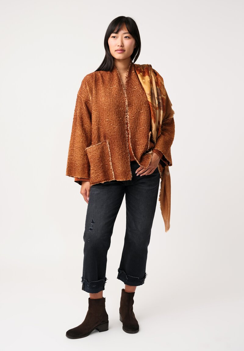 Avant Toi Hand-Painted Vimini Malfilé Open Jacket in Antilope Brown