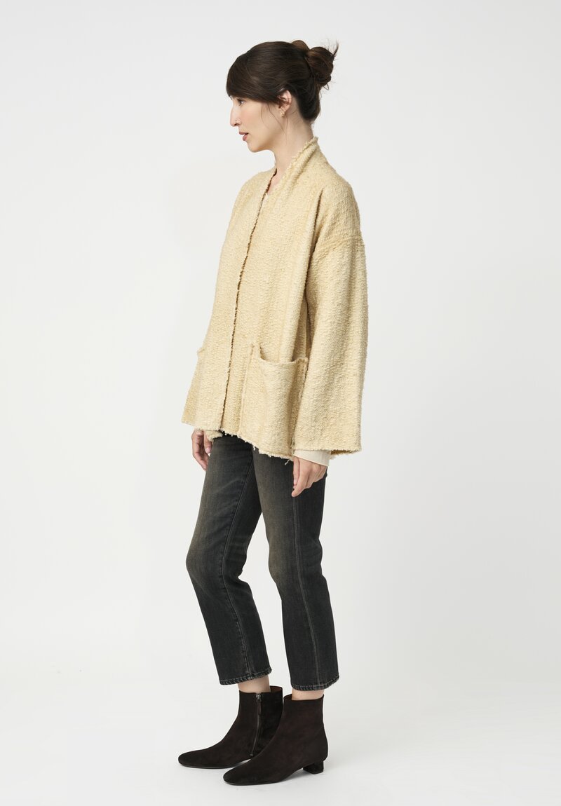 Avant Toi Hand-Painted Vimini Malfilé Open Jacket in Burro Cream