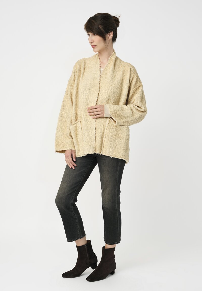 Avant Toi Hand-Painted Vimini Malfilé Open Jacket in Burro Cream