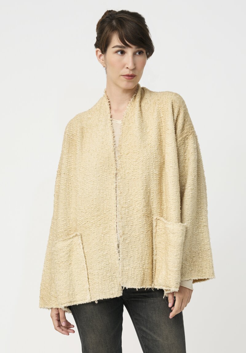 Avant Toi Hand-Painted Vimini Malfilé Open Jacket in Burro Cream