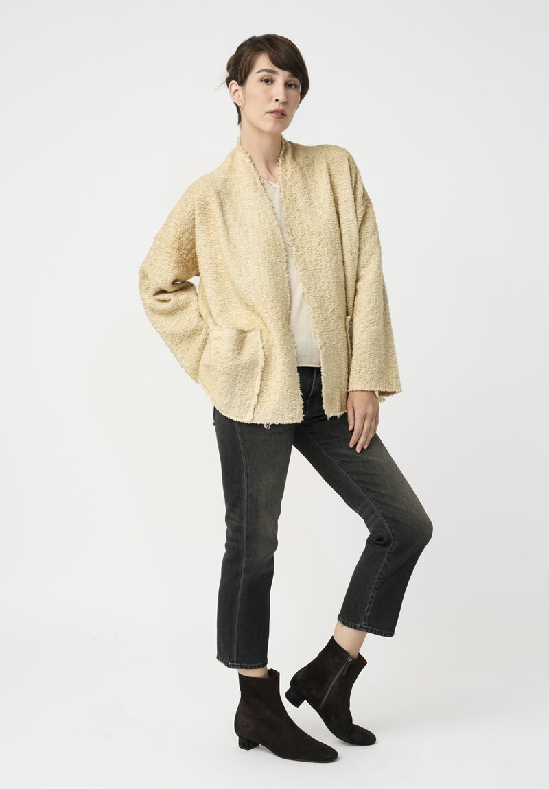 Avant Toi Hand-Painted Vimini Malfilé Open Jacket in Burro Cream