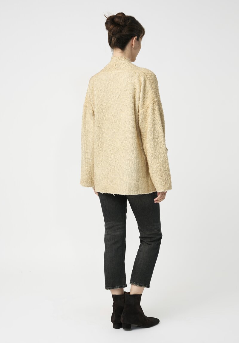 Avant Toi Hand-Painted Vimini Malfilé Open Jacket in Burro Cream