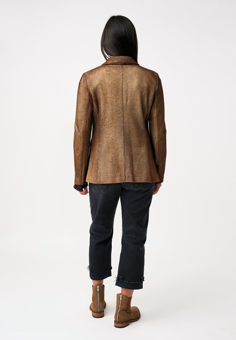 Avant Toi Hand-Painted Felted Rever Blazer in Nero & Antilope Brown
