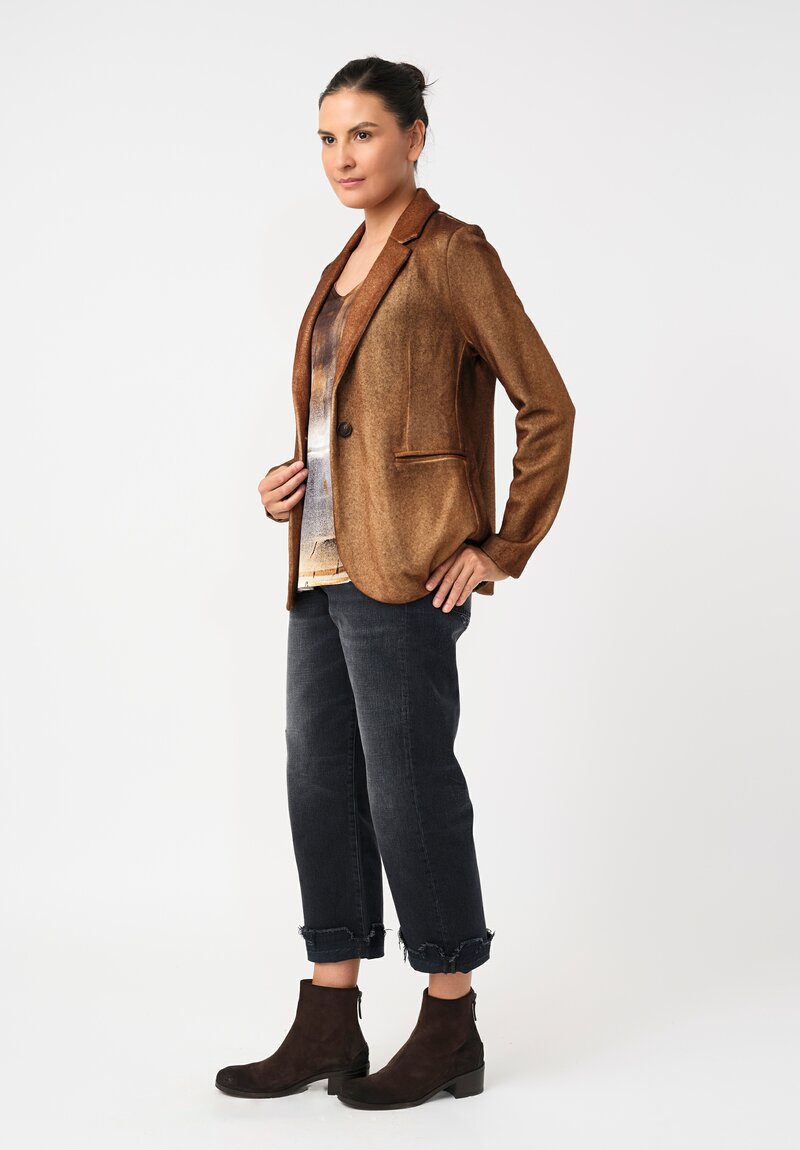 Avant Toi Hand-Painted Rever Blazer in Nero & Sughero Brown