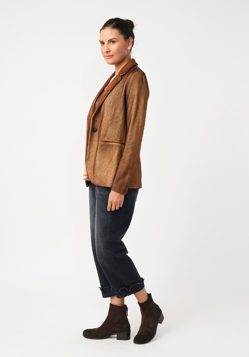 Avant Toi Hand-Painted Rever Blazer in Nero & Sughero Brown