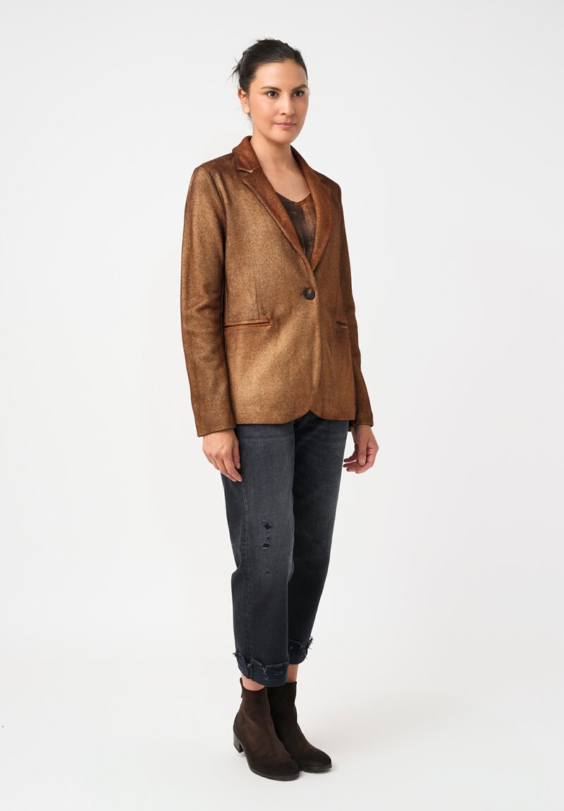 Avant Toi Hand-Painted Rever Blazer in Nero & Sughero Brown