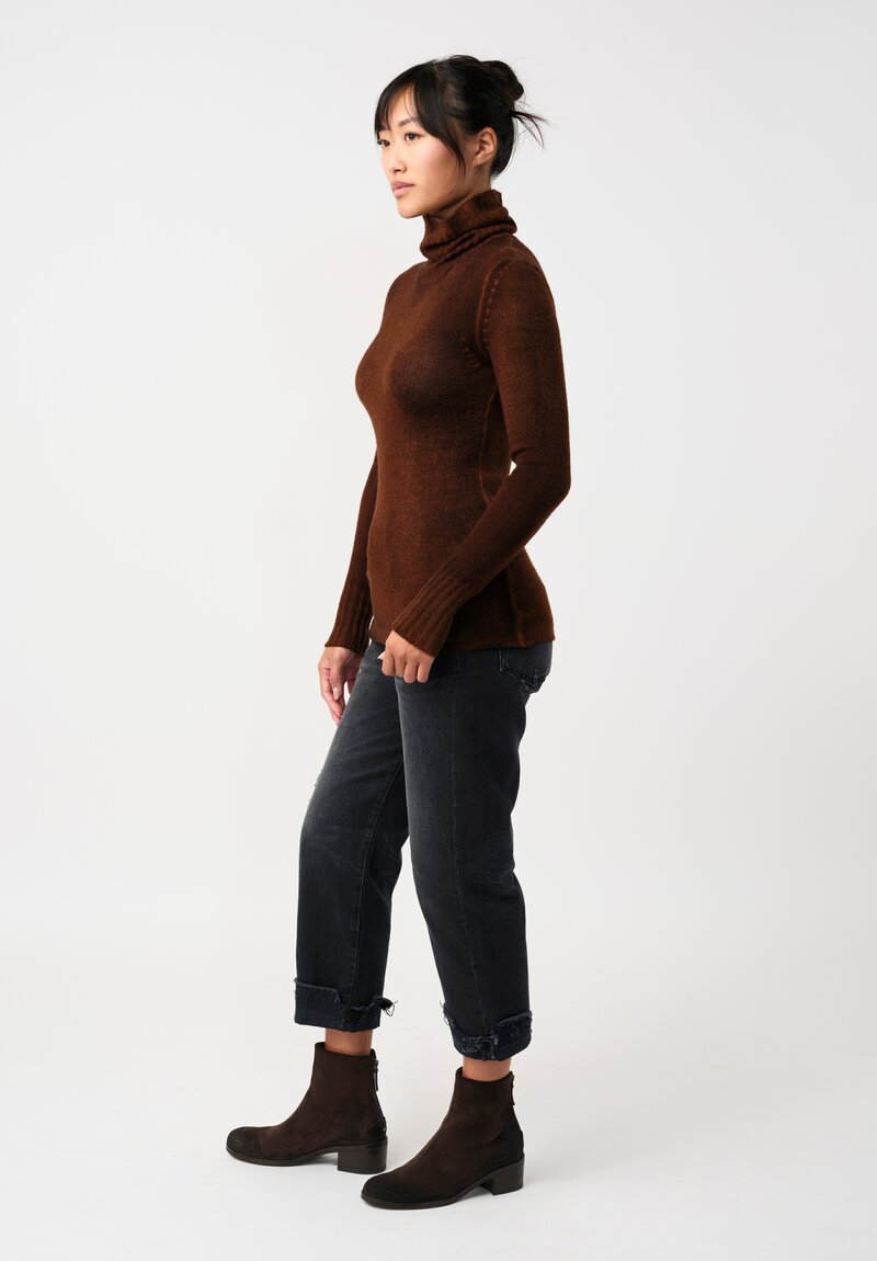 Avant Toi Cashmere Sciancrata Turtleneck in Nero & Antilope Brown