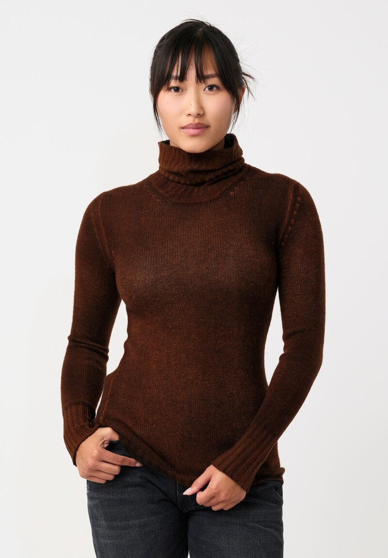 Avant Toi Cashmere Sciancrata Turtleneck in Nero & Antilope Brown