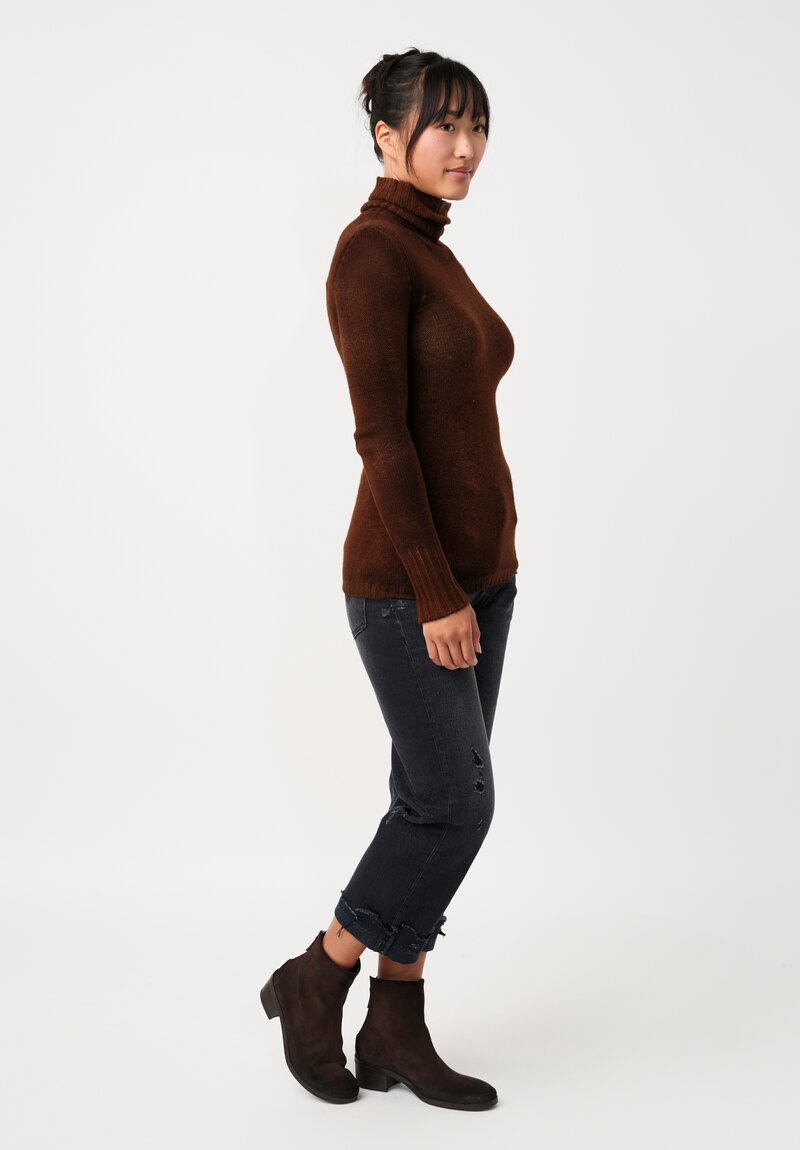 Avant Toi Cashmere Sciancrata Turtleneck in Nero & Antilope Brown