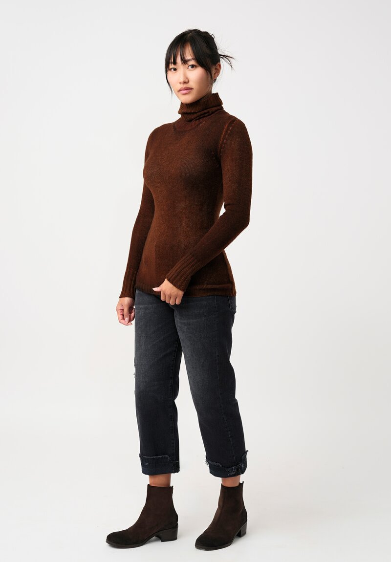 Avant Toi Cashmere Sciancrata Turtleneck in Nero & Antilope Brown