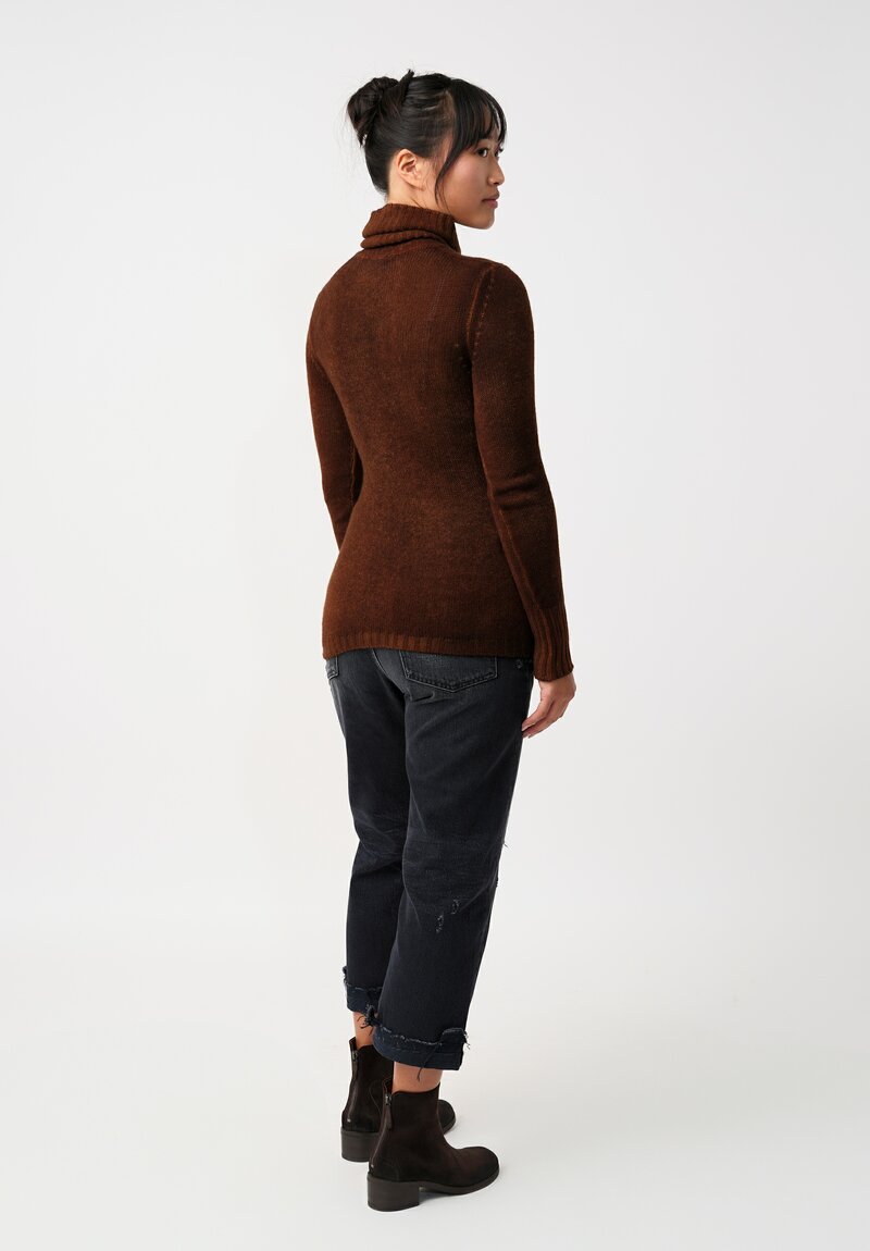 Avant Toi Cashmere Sciancrata Turtleneck in Nero & Antilope Brown