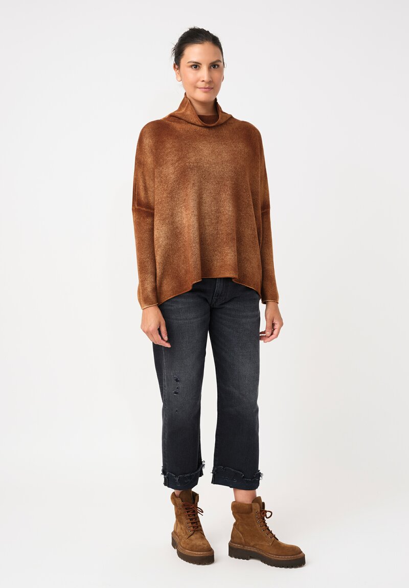 Avant Toi Cashmere Hand-Painted Alto Pullover in Antilope Brown