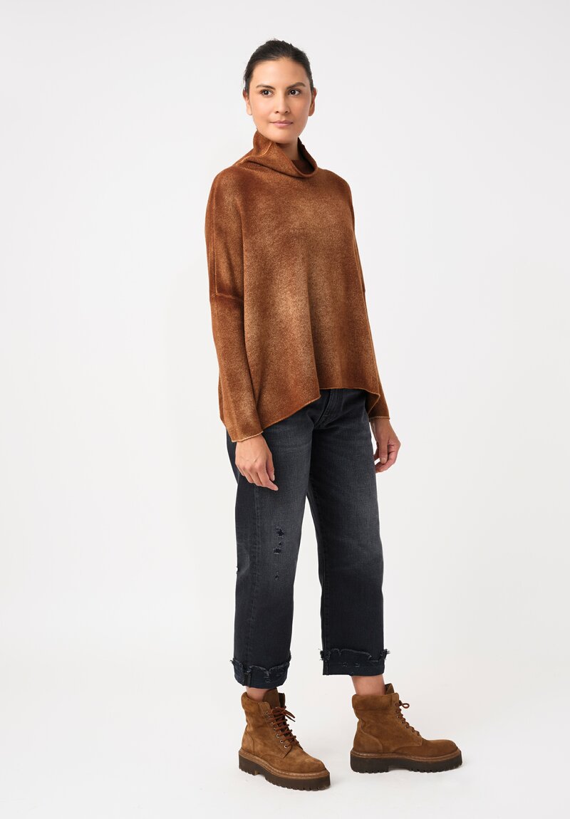 Avant Toi Cashmere Hand-Painted Alto Pullover in Antilope Brown