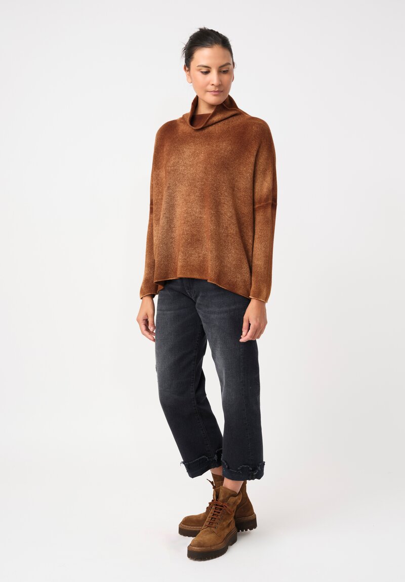 Avant Toi Cashmere Hand-Painted Alto Pullover in Antilope Brown