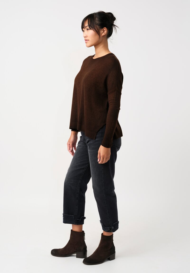 Avant Toi Cashmere Hand-Painted Maglia Barchetta Sweater in Nero & Antilope Brown