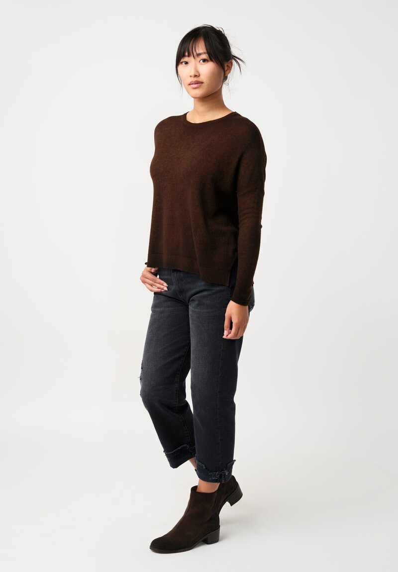 Avant Toi Cashmere Hand-Painted Maglia Barchetta Sweater in Nero & Antilope Brown