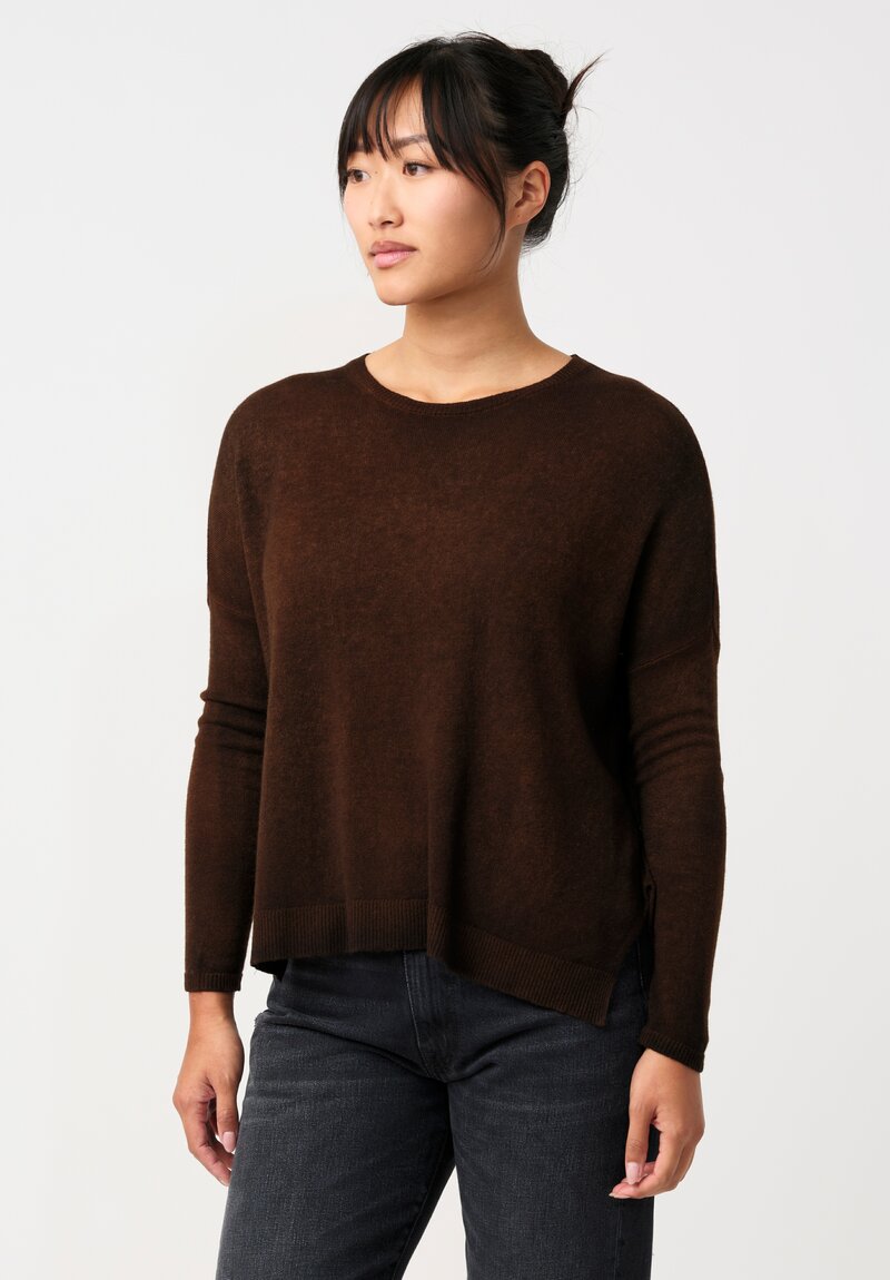 Avant Toi Cashmere Hand-Painted Maglia Barchetta Sweater in Nero & Antilope Brown