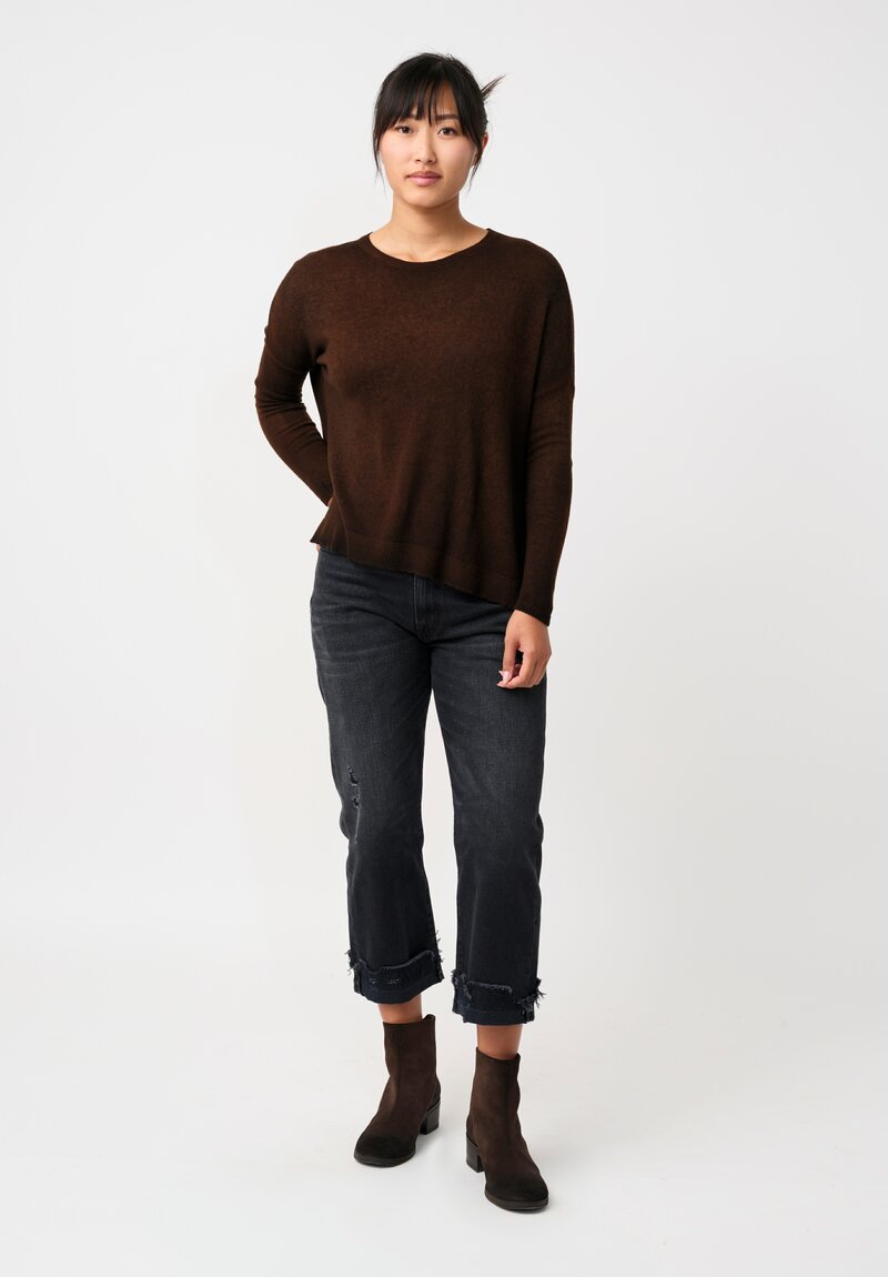 Avant Toi Cashmere Hand-Painted Maglia Barchetta Sweater in Nero & Antilope Brown