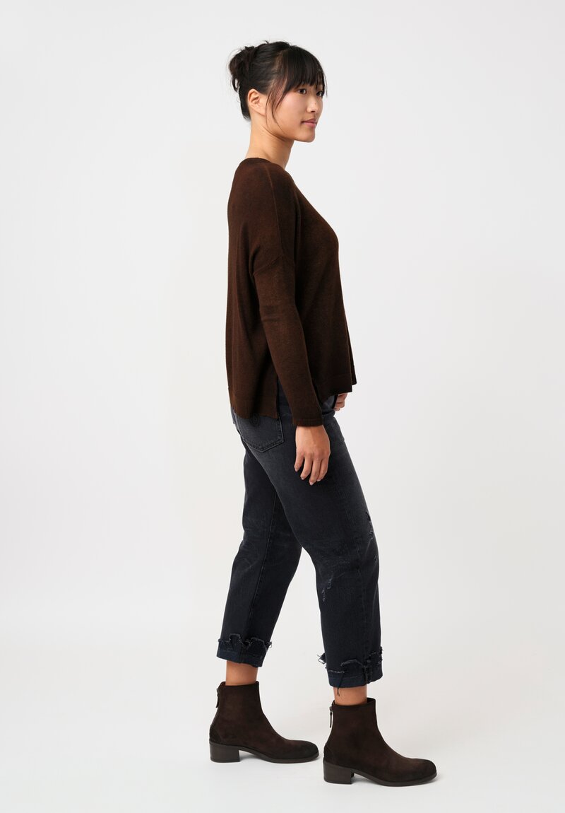 Avant Toi Cashmere Hand-Painted Maglia Barchetta Sweater in Nero & Antilope Brown