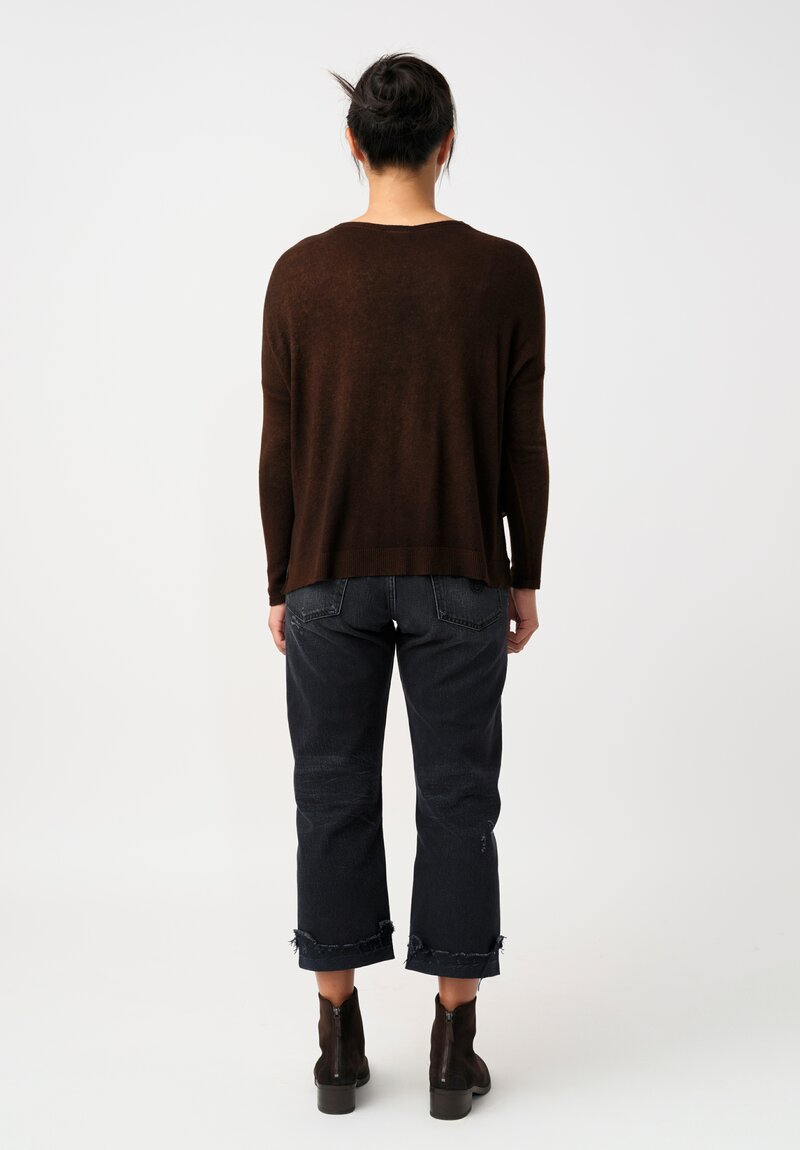 Avant Toi Cashmere Hand-Painted Maglia Barchetta Sweater in Nero & Antilope Brown