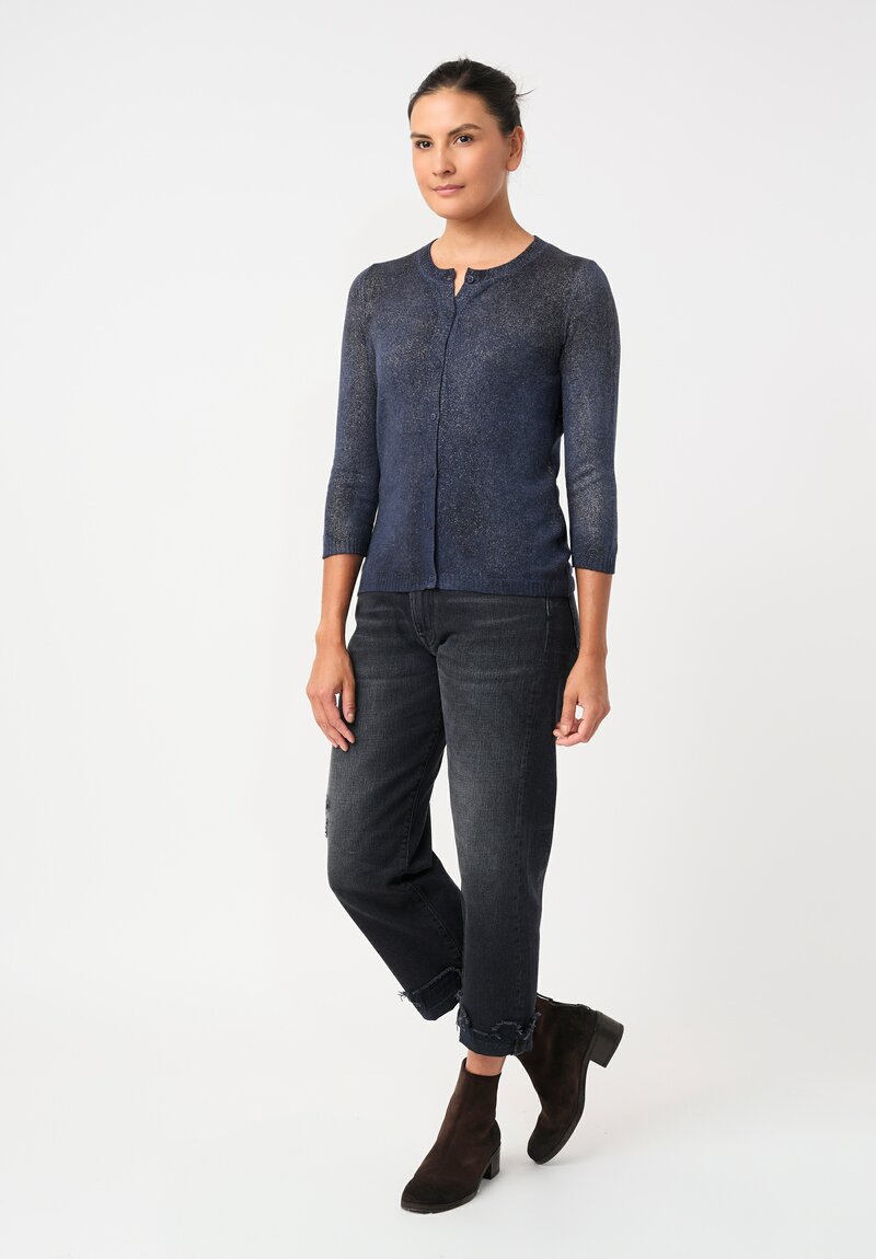 Avant Toi Cashmere Cardigan in Stardust Midnight Blue
