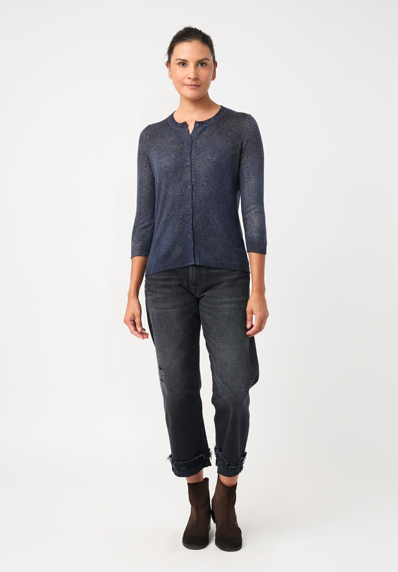 Avant Toi Cashmere Cardigan in Stardust Midnight Blue