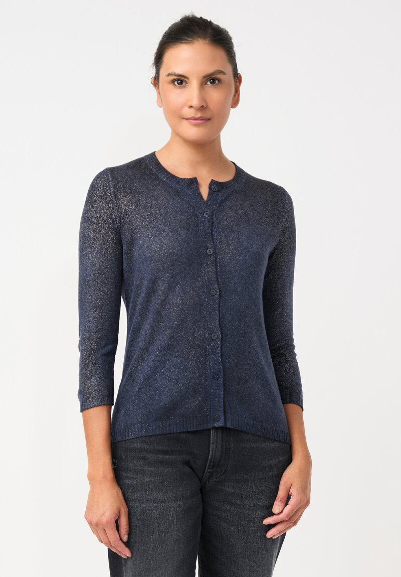 Avant Toi Cashmere Cardigan in Stardust Midnight Blue