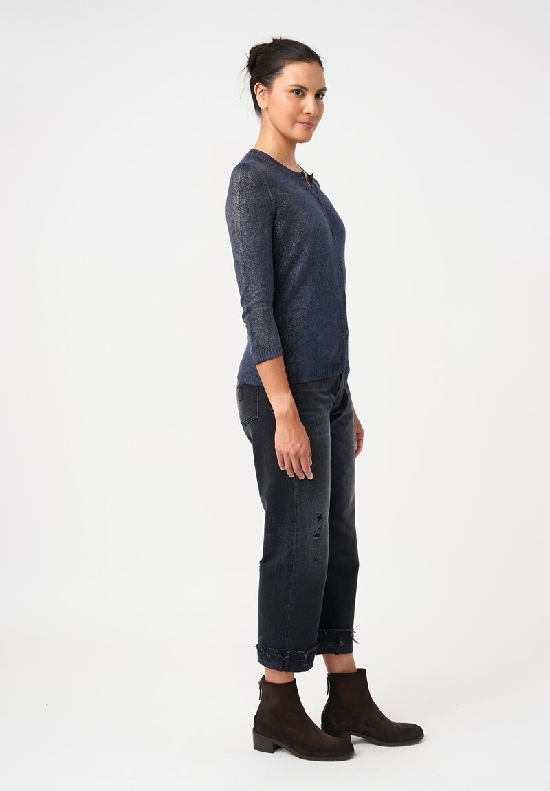 Avant Toi Cashmere Cardigan in Stardust Midnight Blue