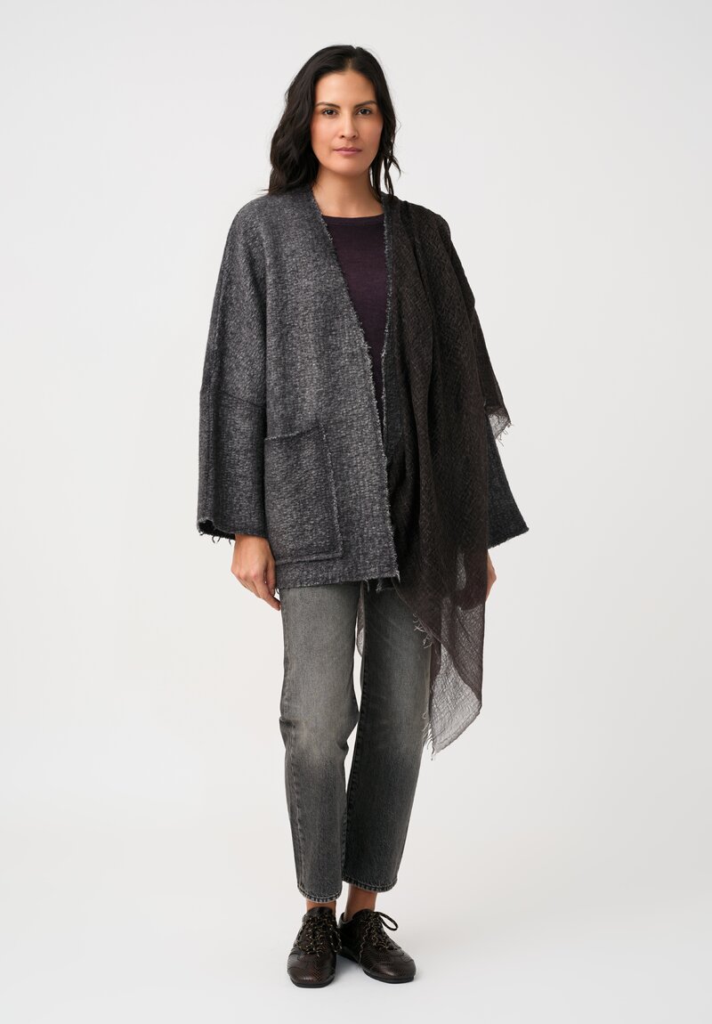Avant Toi Cashmere & Silk Maglia Barchetta Sweater in Nero & Mosto Purple