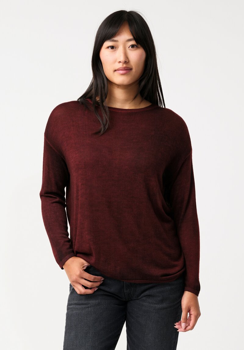 Avant Toi Cashmere & Silk Maglia Barchetta Sweater in Nero & Fuoco Red