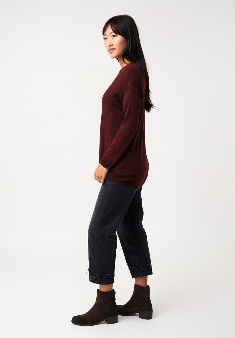 Avant Toi Cashmere & Silk Maglia Barchetta Sweater in Nero & Fuoco Red