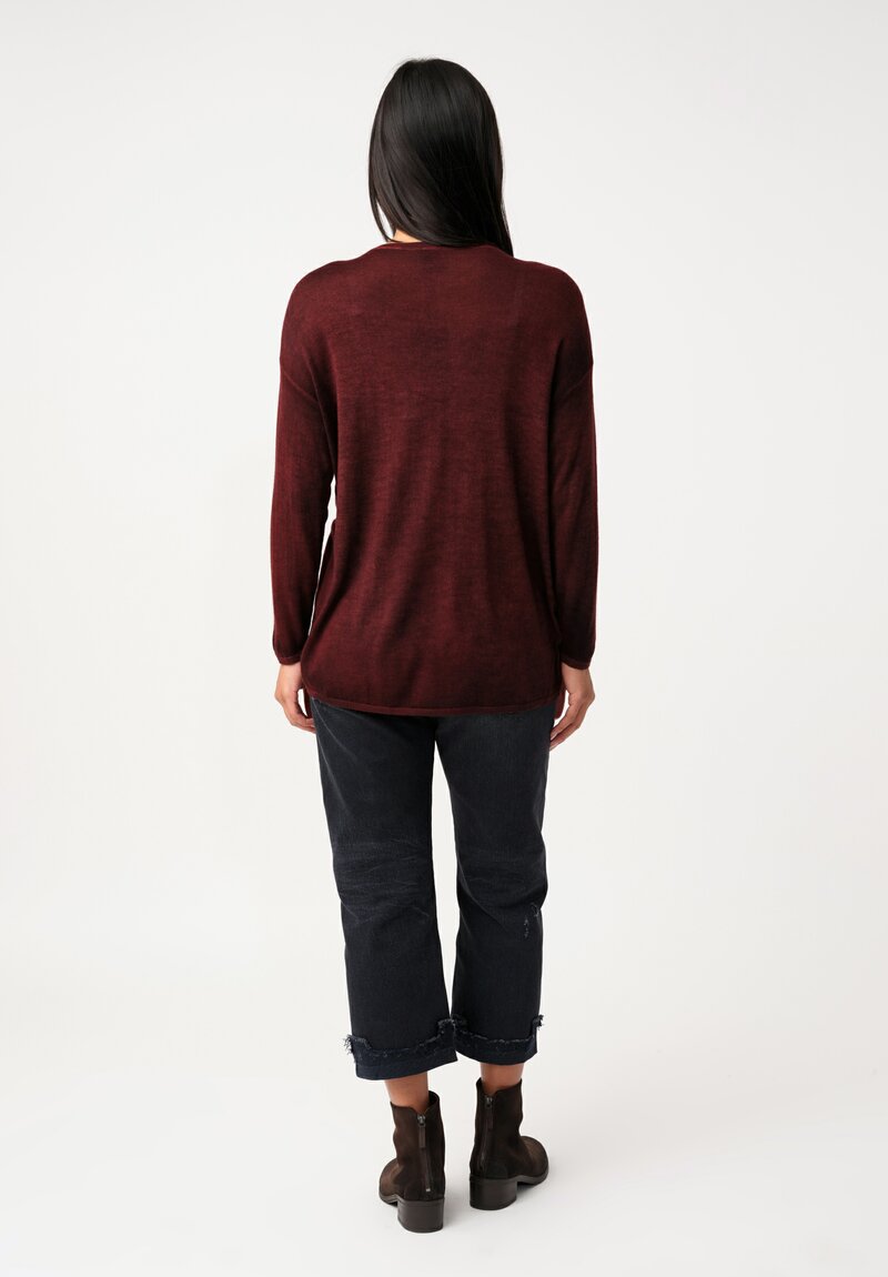 Avant Toi Cashmere & Silk Maglia Barchetta Sweater in Nero & Fuoco Red