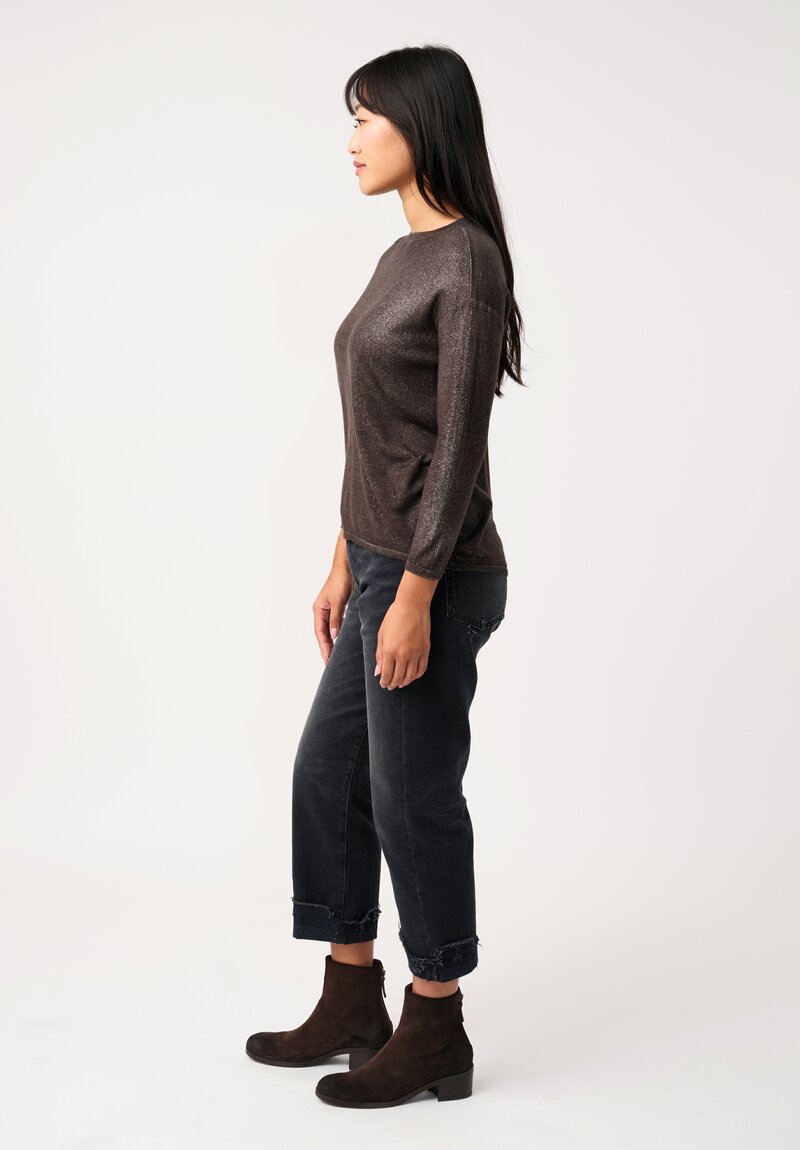 Avant Toi Cashmere & Silk Maglia Barchetta Sweater in Nero & Fuoco Red