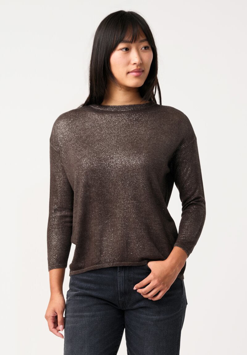 Avant Toi Cashmere & Silk Maglia Barchetta Sweater in Nero & Fuoco Red